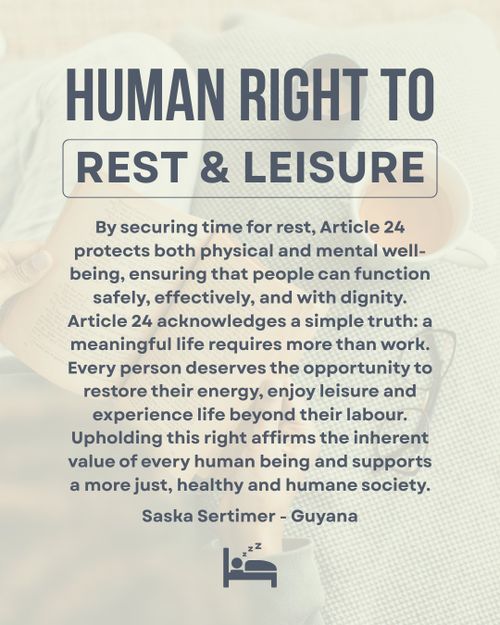 Human Right to Rest and Leisure - Reflection by Saska Sertimer, Guyana
